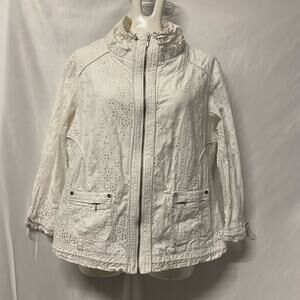 Prosper & Devine Jacket White  Eyelet Zip Up Size L